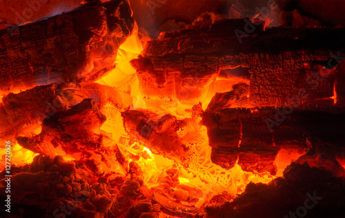 burning firewood in a fireplace