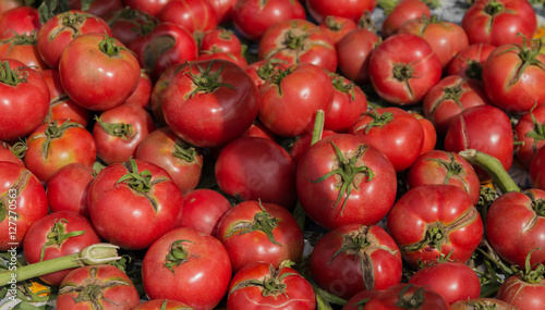 Natural-looking vegetables in a supermarket - tomatoes.