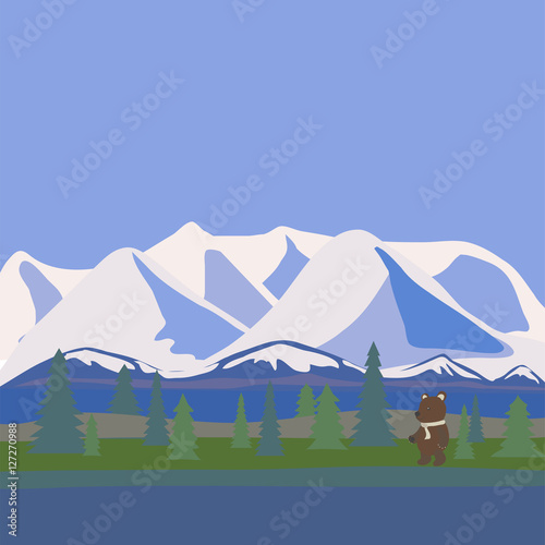 A Bear in Alaska Mountain Ranges