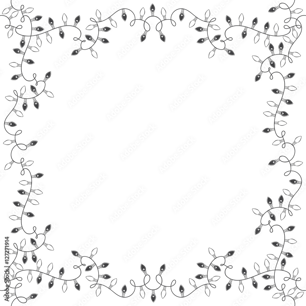 Square vector frame of garlands. Festive background.