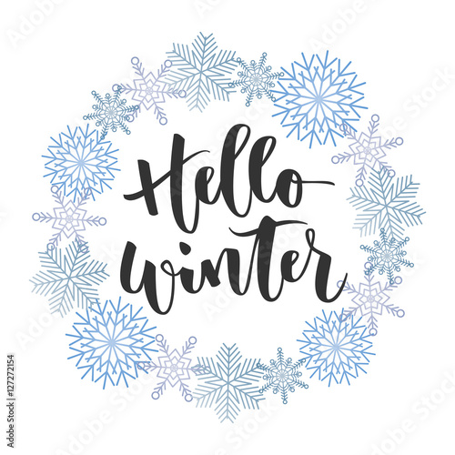 Hello winter hand written inscription