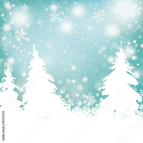 Christmas Snow Winter Background Fir Trees