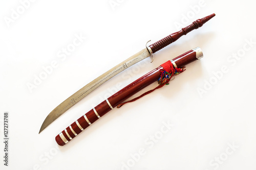 Thai traditional sword isolated on white background