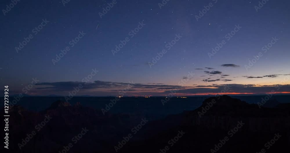 Grand Canyon National Park, Arizona, USA - North Rim view near Bright Angel Point from sunset to the starry night - Timelapse with pan left to right Grand Canyon National Park, Arizona, USA - North Rim view near Bright Angel Point from sunset to the starry night - Timelapse with pan left to right