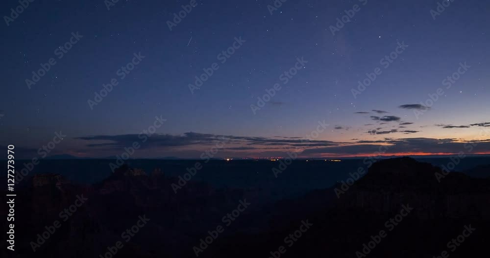 Grand Canyon National Park, Arizona, USA - North Rim view near Bright Angel Point from sunset to the starry night - Timelapse with pan right to left Grand Canyon National Park, Arizona, USA - North Rim view near Bright Angel Point from sunset to the starry night - Timelapse with pan right to left