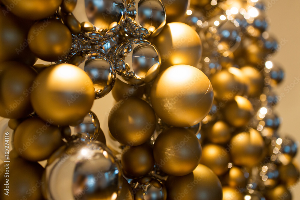 golden christmas decoration or garland of beads golden christmas decoration or garland of beads