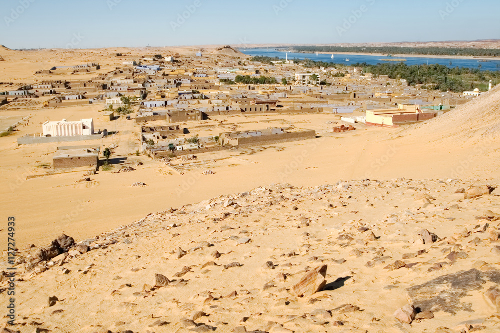View of a Nubian village in the desert, Egypt View of a Nubian village in the desert, Egypt
