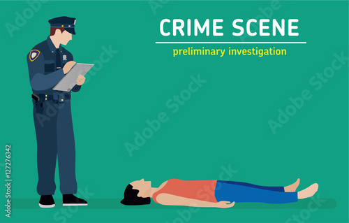 Flat illustration. Murder investigation. 