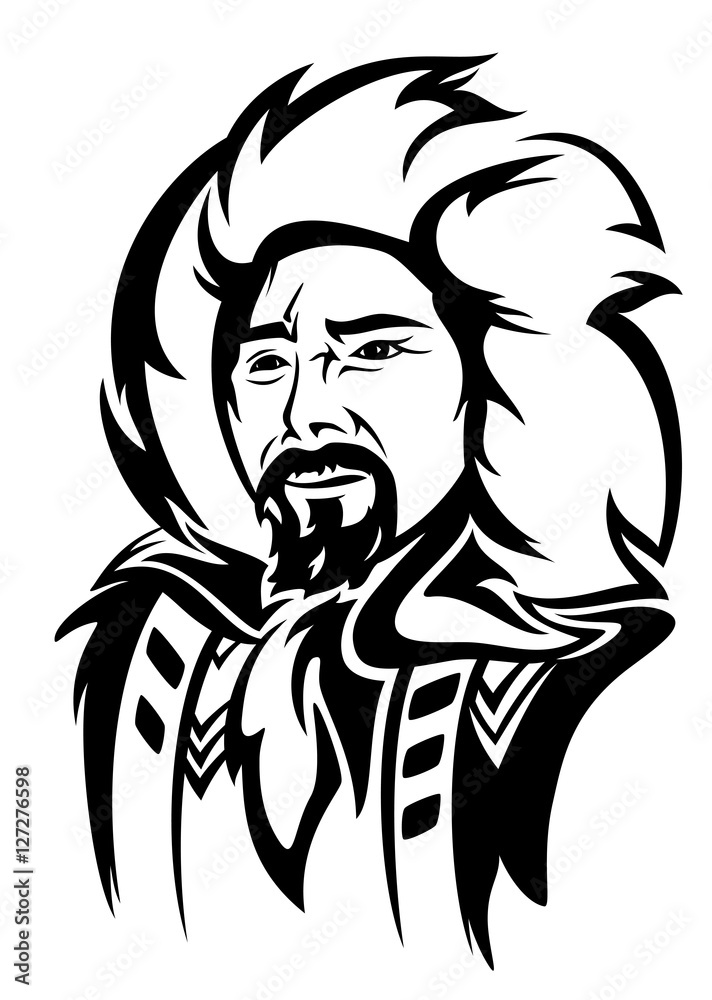 eskimo man black and white vector design