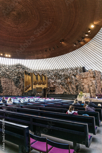 Temppeliaukio rock church famous landmark interior in helsinki f photo