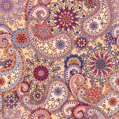 Obraz na płótnie The pattern of mandalas and Paisley pattern in Indian style.