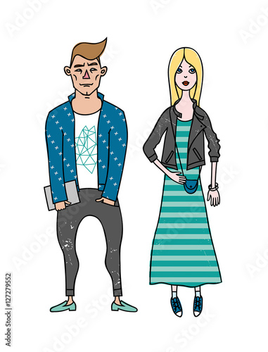 couple/Stylishly dressed man and woman.