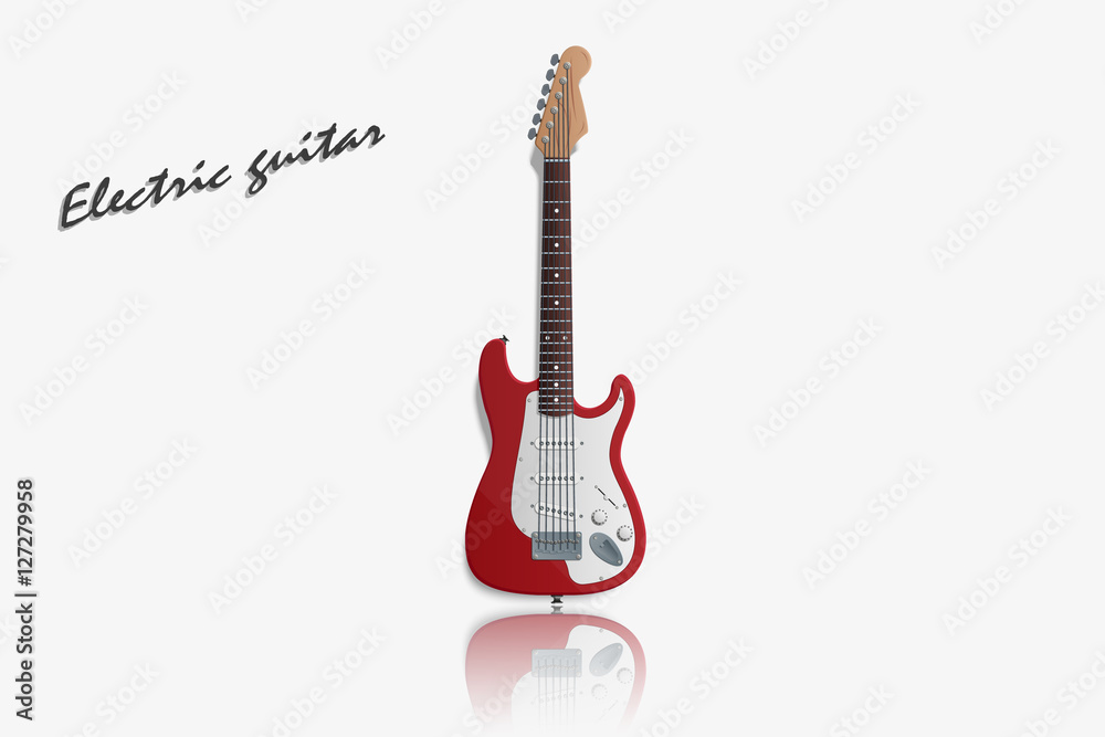 Realistic electric guitar isolated on white.