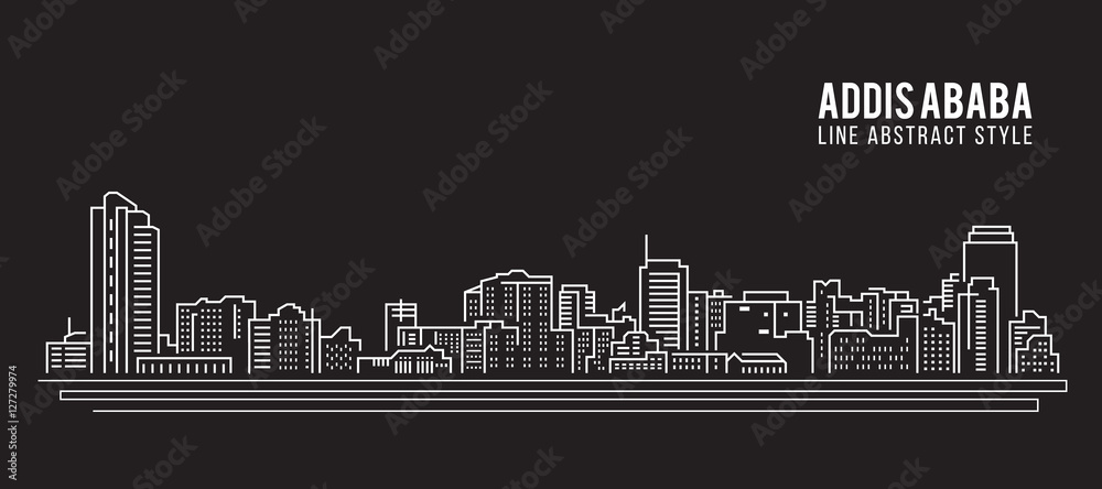 Cityscape Building Line art Vector Illustration design - Addis ababa city
