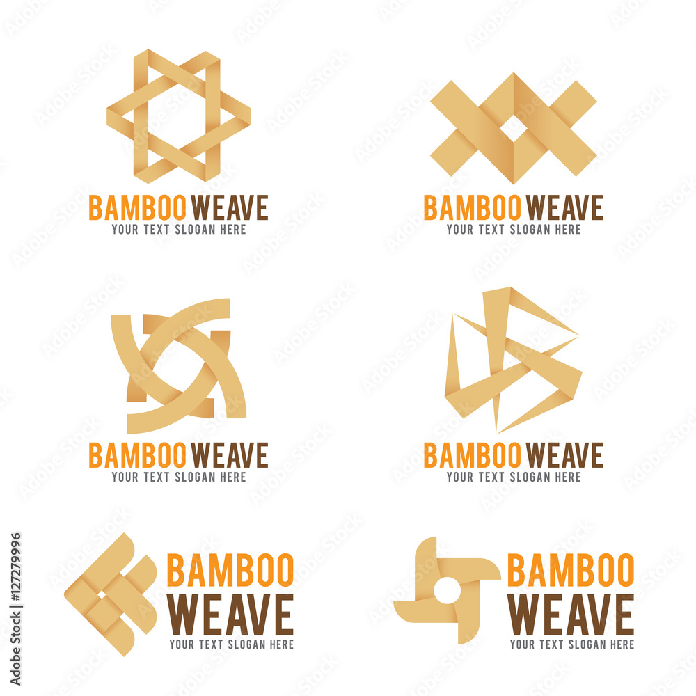Εκτύπωση καμβά Bamboo weave logo vector illustration set design