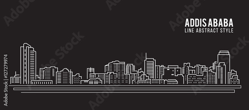 Cityscape Building Line art Vector Illustration design - Addis ababa city photo