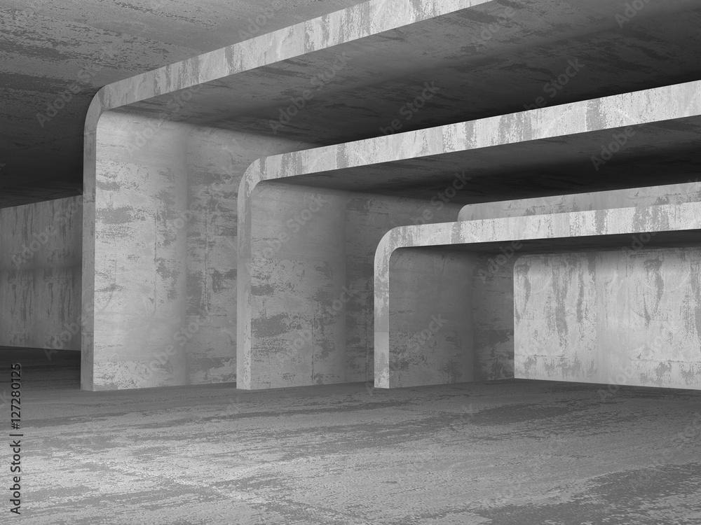 Fototapeta premium Dark empty urban concrete room urban interior