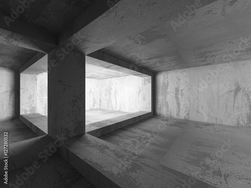Fototapeta Naklejka Na Ścianę i Meble -  Dark concrete walls room interior. Architecture abstract