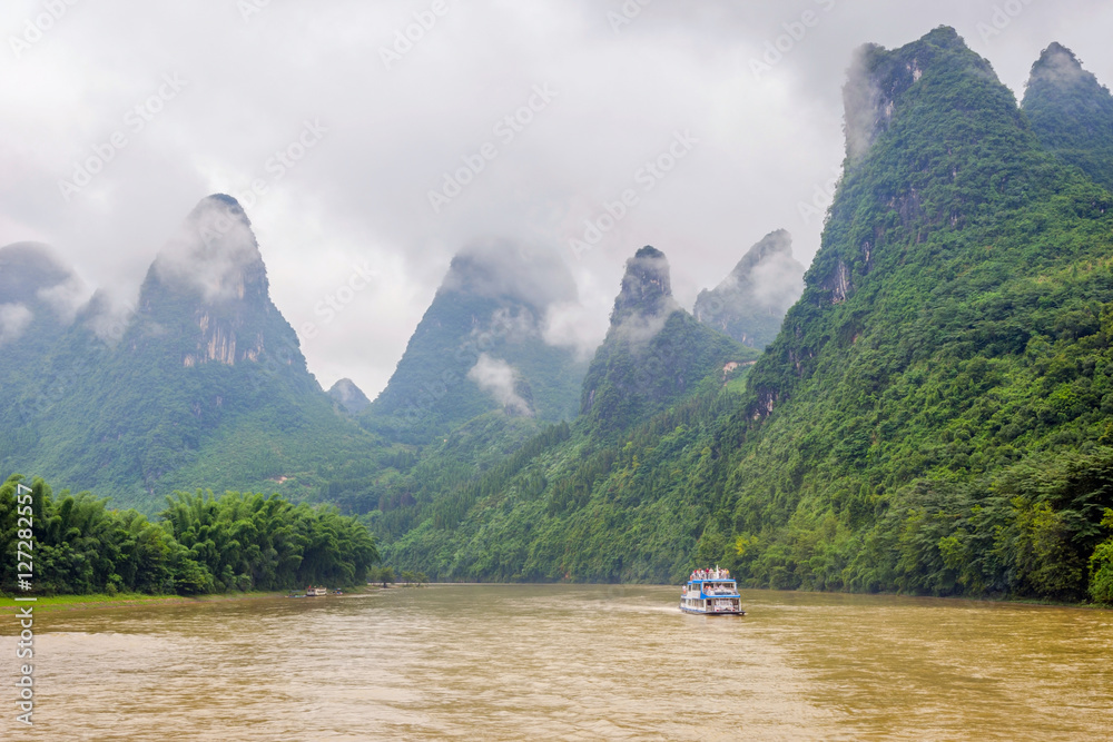 Li River with misty clouds, China