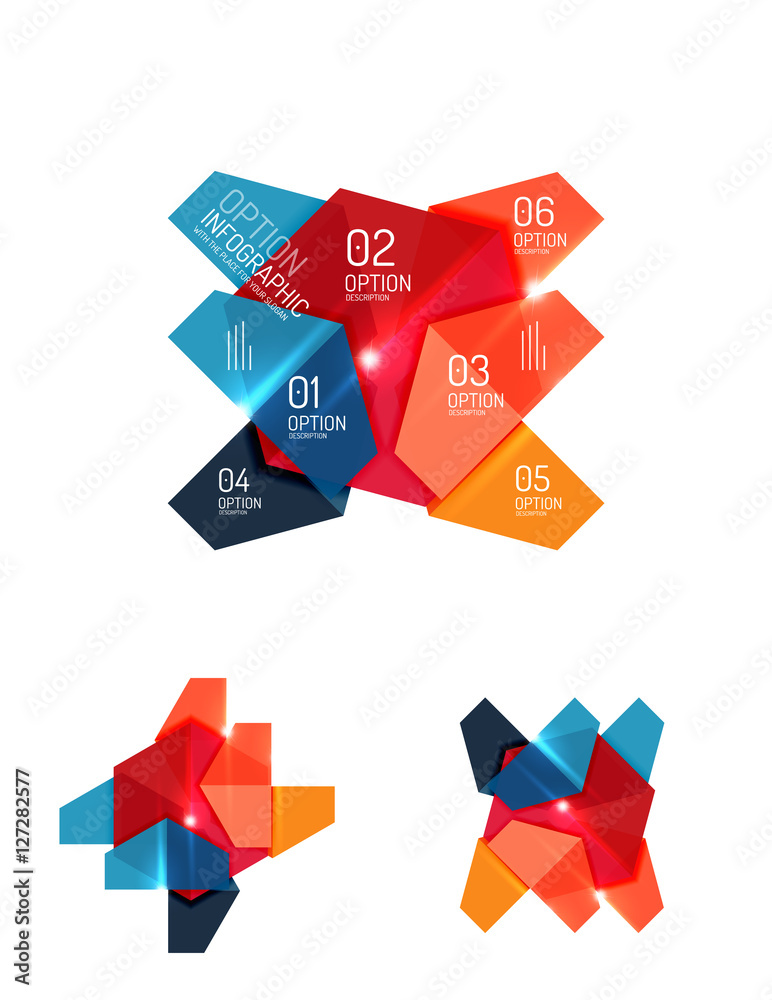 Set of abstract geometric paper graphic layouts Set of abstract geometric paper graphic layouts