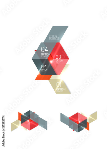 Set of abstract geometric paper graphic layouts