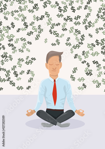 Businessman meditating about money.The concept of financial.