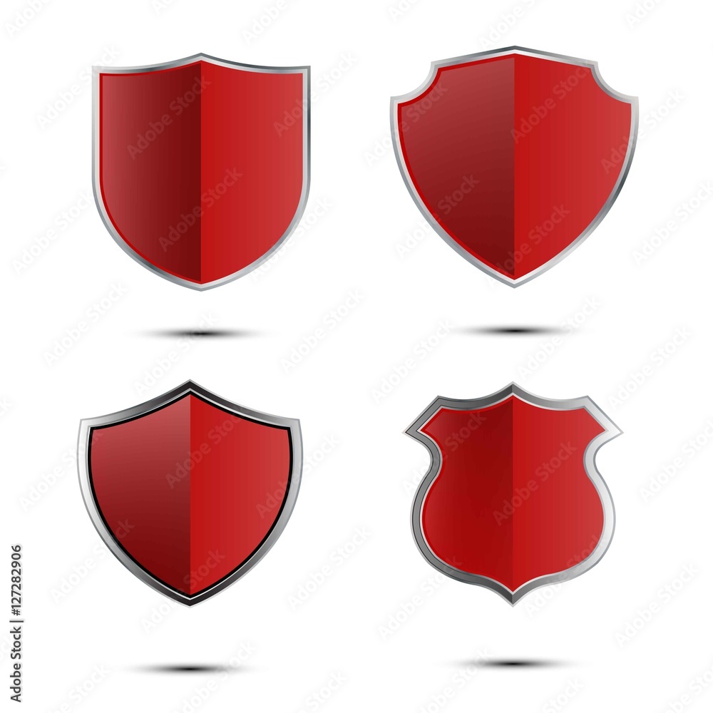 Set of Red vector armor Shield icons Set of Red vector armor Shield icons