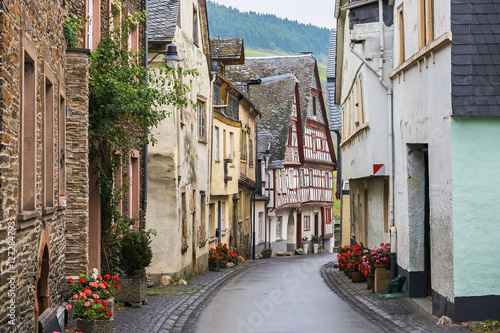 The street of the medieval village of Enkirch, Germany