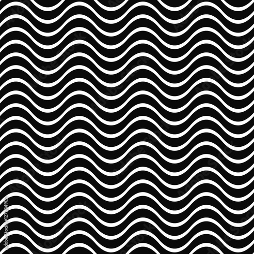 Seamless black and white wave pattern background