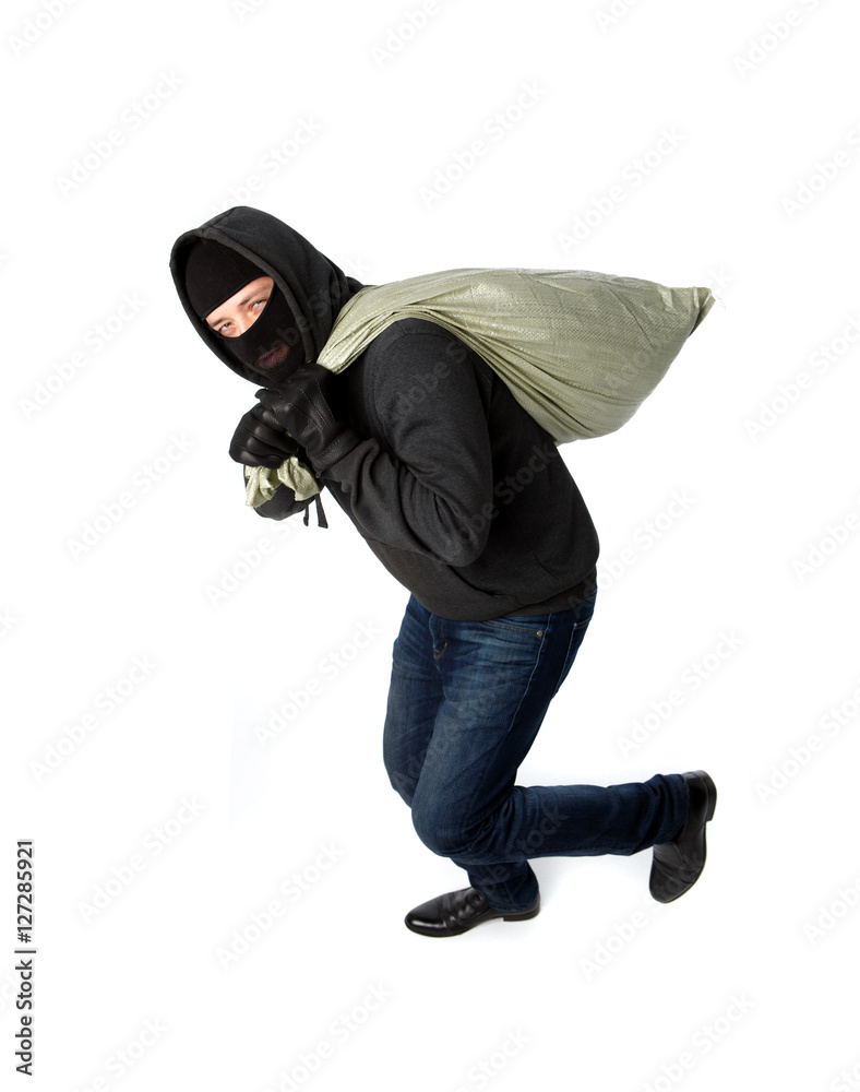 Thief running away with bag