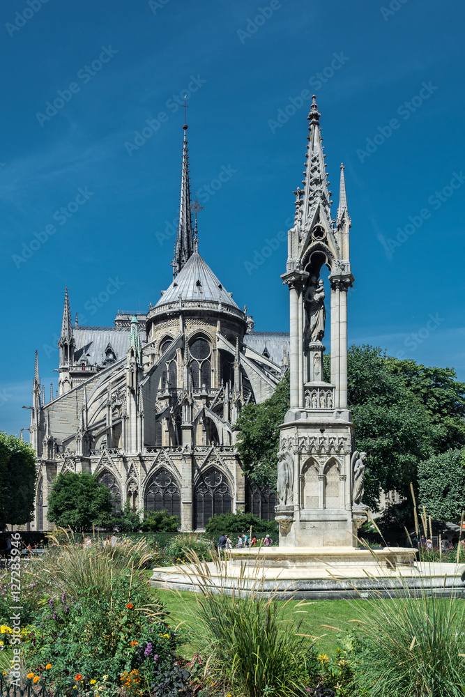 The Cathedral Notre-dame de Paris, the Square Jean XXIII and the
