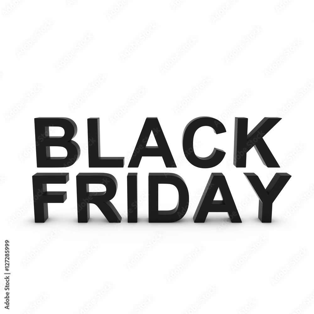 Black Friday Text Isolated on White Background 3D Illustration