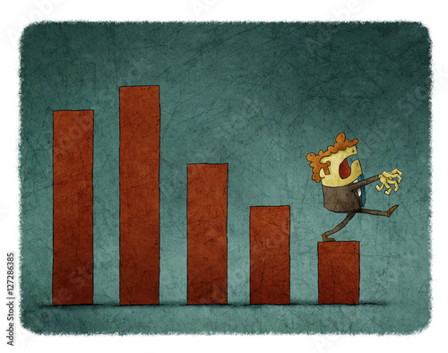 Bar graph with zombie businessman