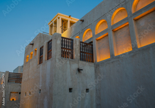 Night view of the streets of the old Arab city Dubai UAE