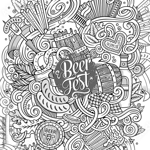 Cartoon cute doodles hand drawn Beer frame design