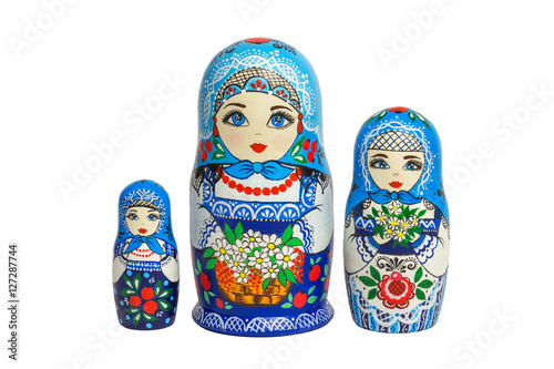 Three traditional Russian matryoshka dolls