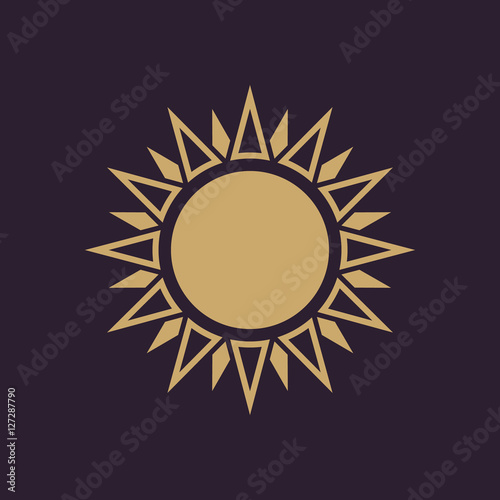 The weather icon. Sunrise and sunshine, weather, sun symbol. UI. Web. Logo. Sign. Flat design. App. Stock