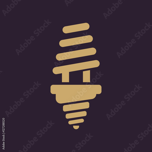 The fluorescent light bulb icon. Lamp and bulb, lightbulb symbol.UI. Web. Logo. Sign. Flat design. App.