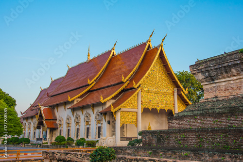 Gold church in thai temple, Thailand .