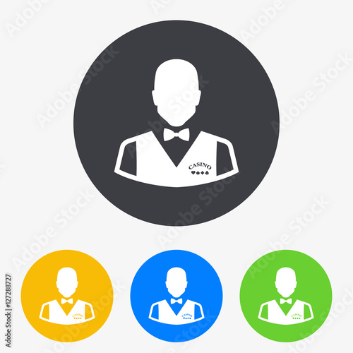 Icono plano silueta croupier en circulo varios colores