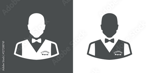 Icono plano silueta croupier gris y blanco