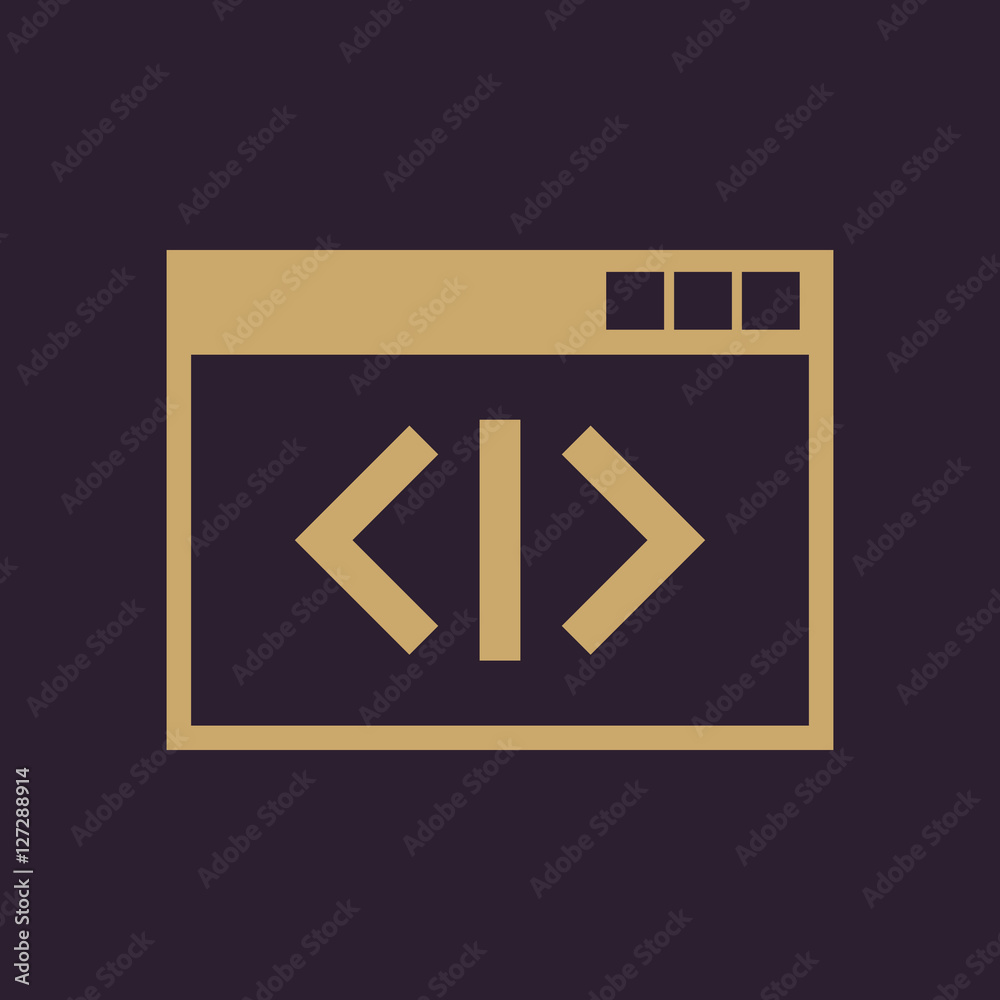 The coding icon. WWW and browser, development, seo, coding symbol. UI. Web. Logo. Sign. Flat design. App. The coding icon. WWW and browser, development, seo, coding symbol. UI. Web. Logo. Sign. Flat design. App.