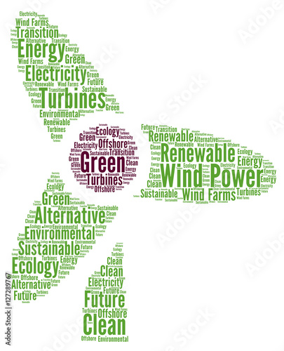 Wind power word cloud concept photo