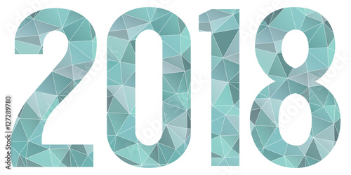 2018 Happy New Year vector blue low poly symbol isolated