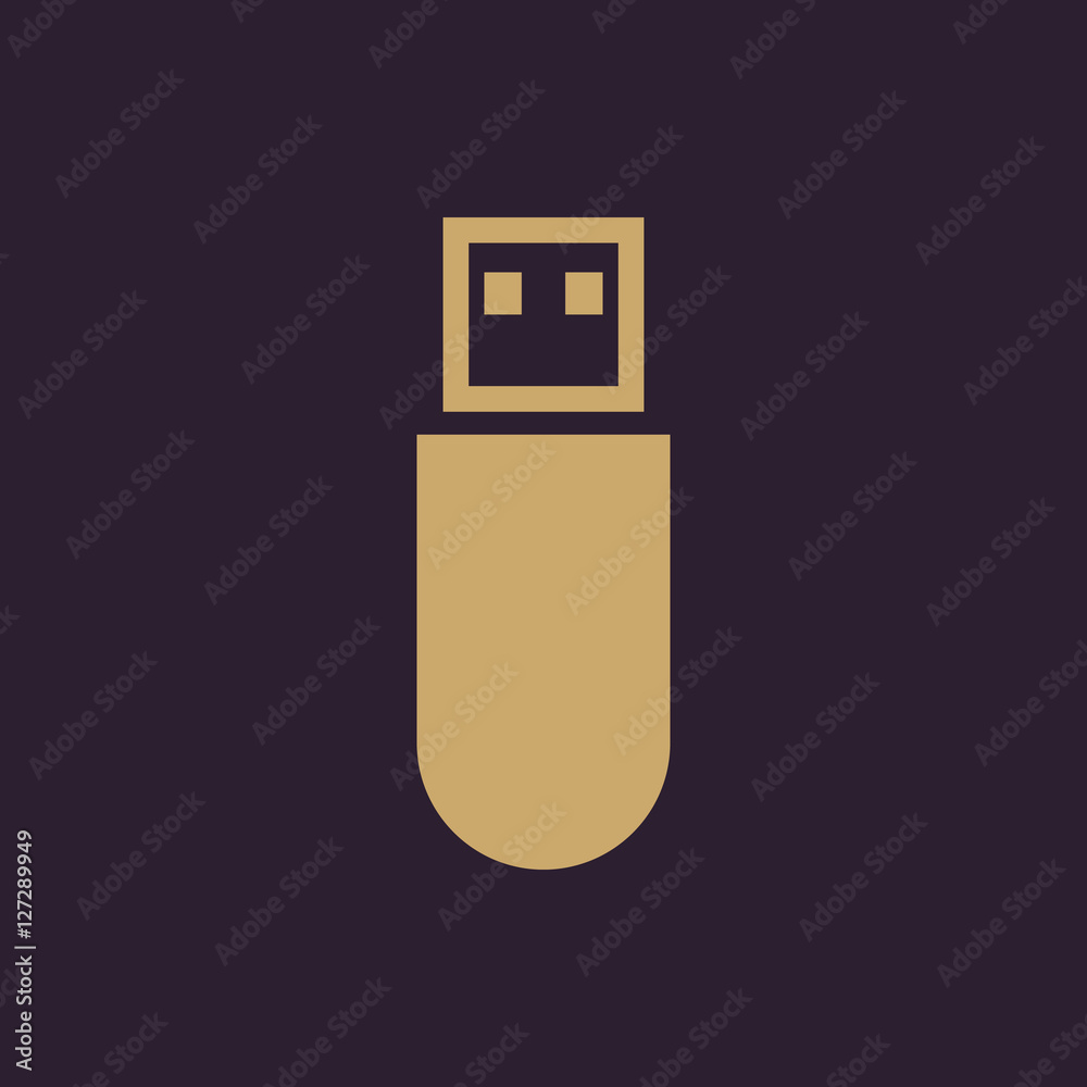 The usb icon. Transfer and connection, data, usb symbol. UI. Web. Logo. Sign. Flat design. App. Stock