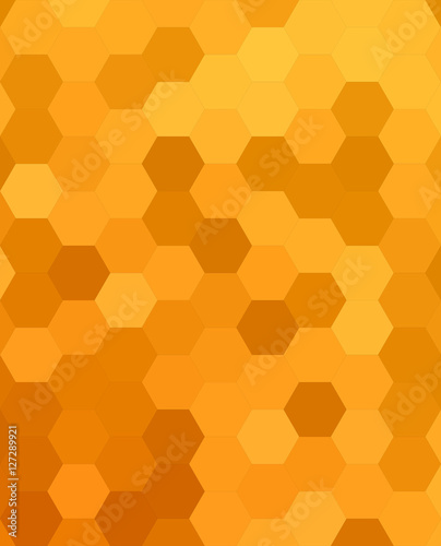 Orange abstract hexagonal honey comb background