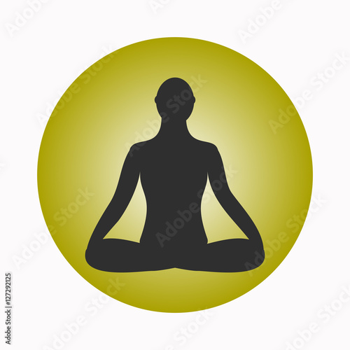 Meditation icon. human meditating in lotus pose.