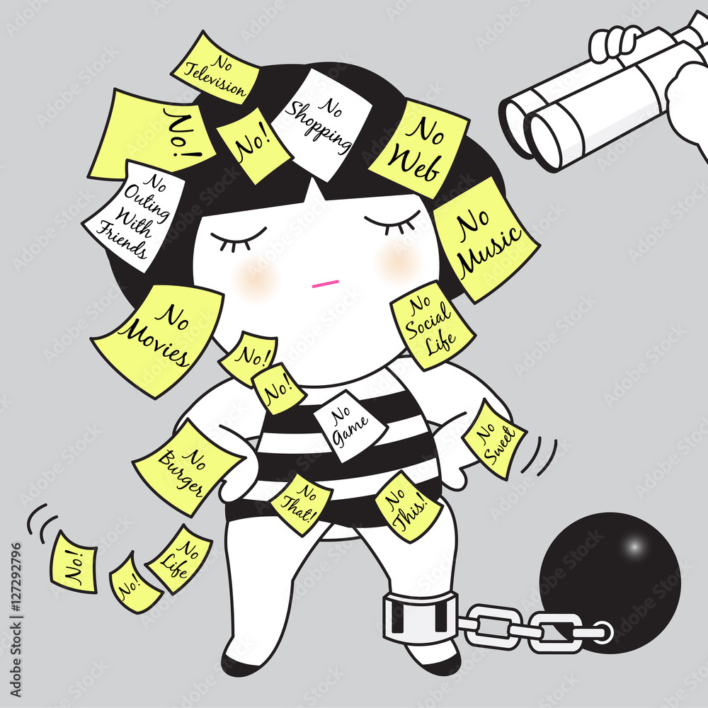 Fototapeta premium Overprotecting Overmonitoring Kid Is Not All right Character Concept illustration