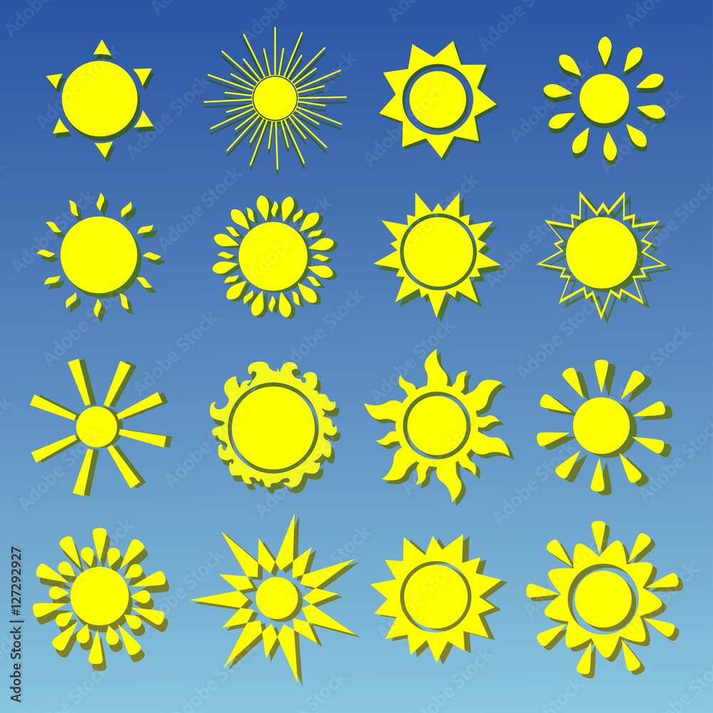 Sun icon set, vector illustration Sun icon set, vector illustration