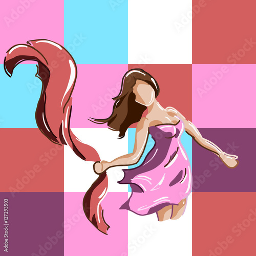kunstwerk van een vrouw in de wind